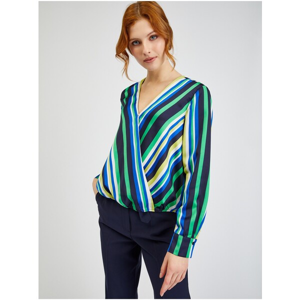 Orsay Niebiesko-zielona bluzka satynowa damska w paski 650252575000