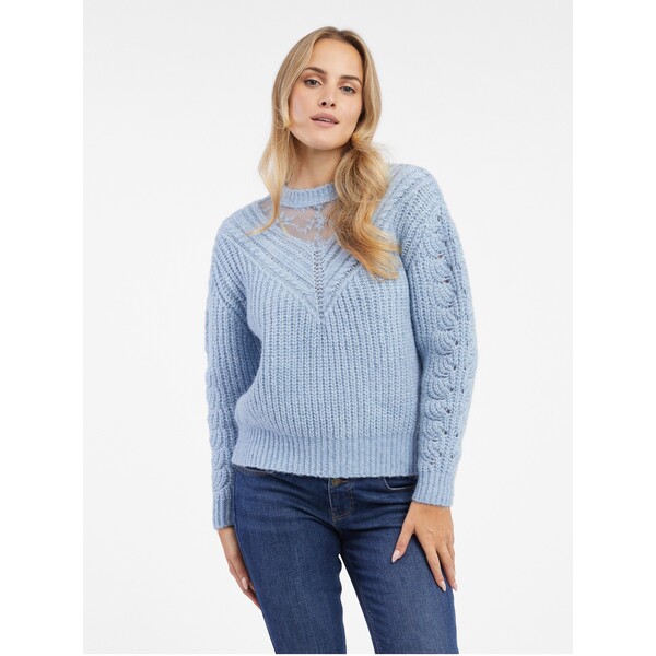 Orsay Jasnoniebieski sweter damski z koronką 507531534000