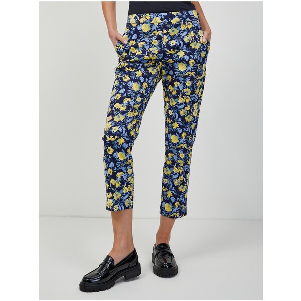 Orsay Żółto-niebieskie spodnie w kwiaty 356242-520000