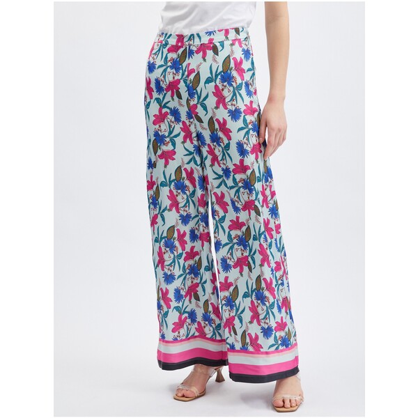 Orsay Jasnoniebieskie damskie spodnie w kwiaty 360020840000