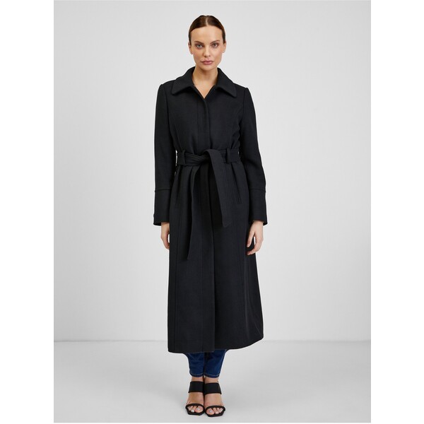 Orsay Czarny płaszcz zimowy z domieszką wełny 830276-660000