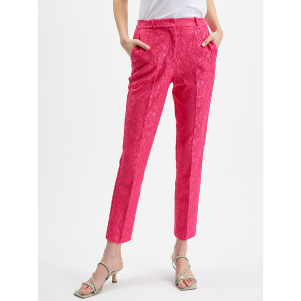 Orsay Różowe wzorzyste spodnie damskie 353141307000