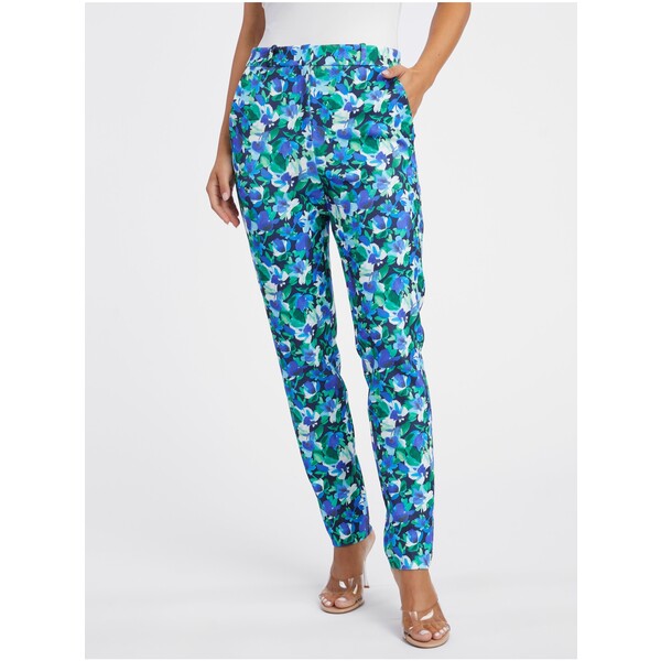 Orsay Zielono-niebieskie damskie spodnie w kwiaty 390318867000