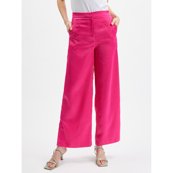 Orsay Różowe szerokie spodnie damskie 324326307000