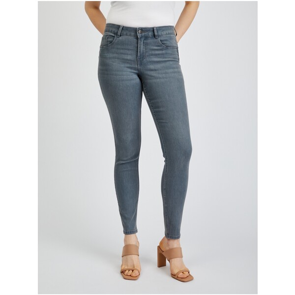Orsay Szare damskie skinny fit jeansy 359233688000