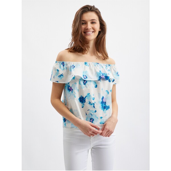 Orsay Niebiesko-biała damska bluzka w kwiaty 651138592000
