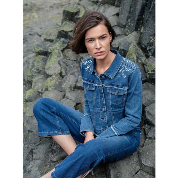 Orsay Niebieska jeansowa kurtka damska 821146580000
