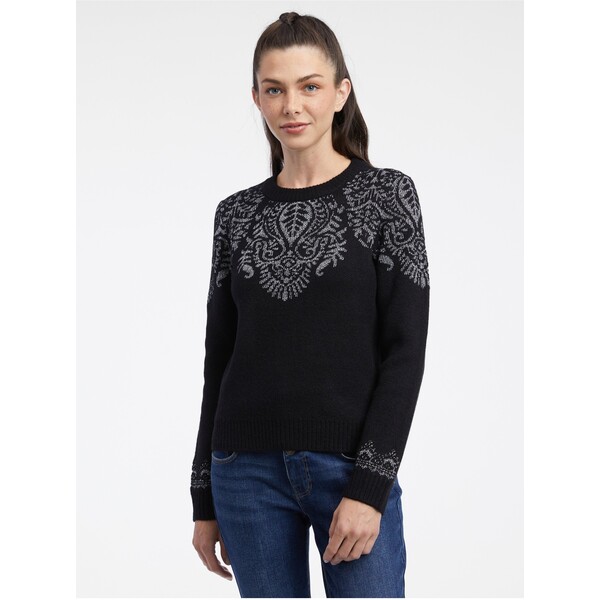 Orsay Czarny damski wzorzysty sweter 540146660000
