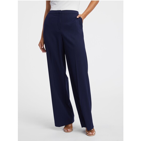 Orsay Granatowe damskie spodnie w paski 390320575000