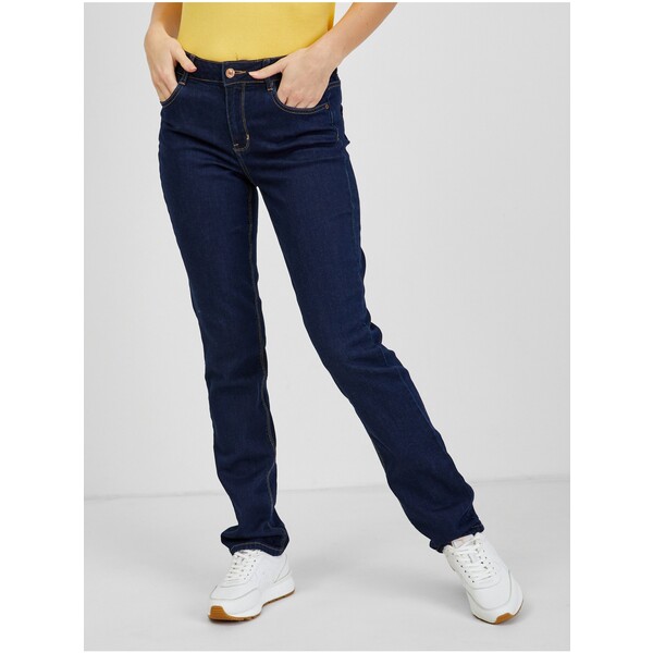 Orsay Ciemnoniebieskie jeansy damskie straight mid waist 312175-550000