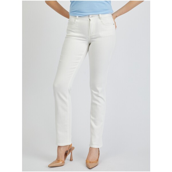 Orsay Białe damskie jeansy straight fit 312175000000