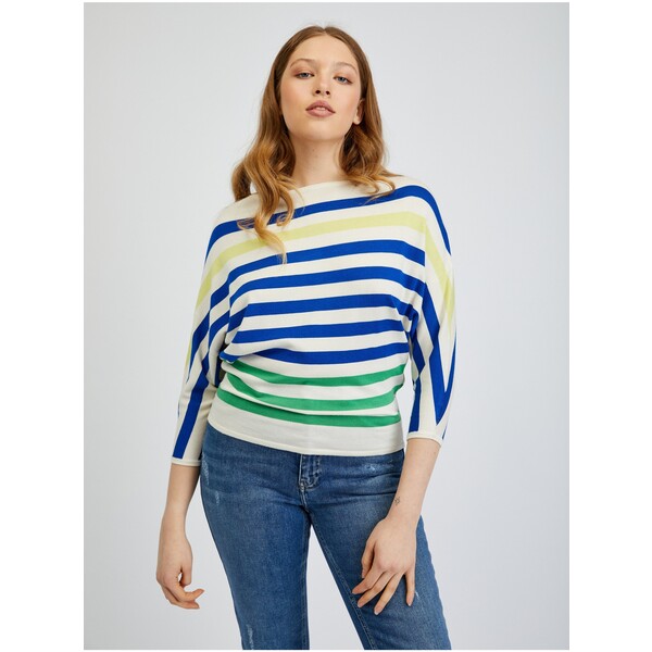 Orsay Niebiesko-kremowy sweter damski w paski 507497865000