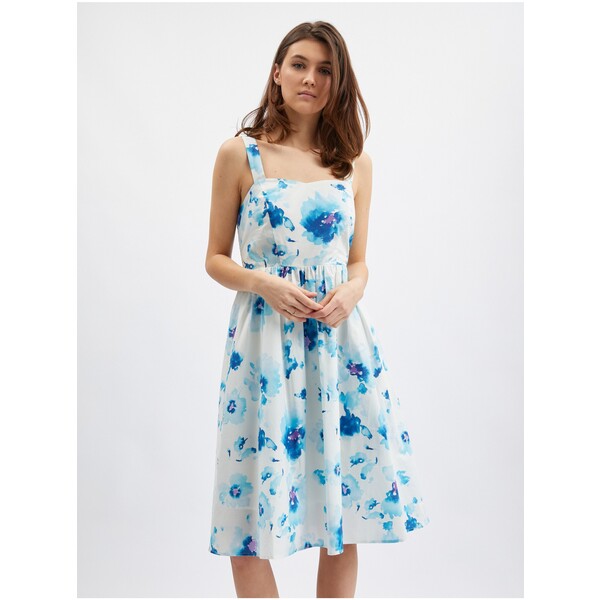 Orsay Niebiesko-biała damska sukienka w kwiaty 471716592000