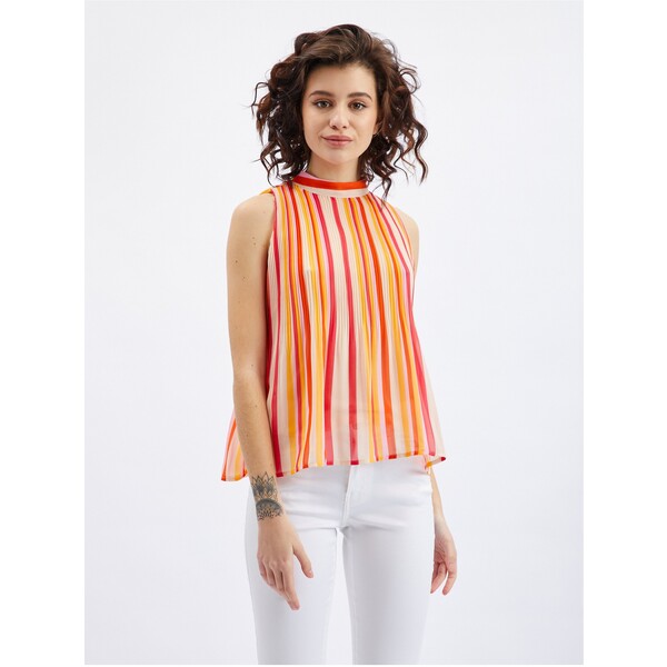 Orsay Różowo-pomarańczowa bluzka damska w paski 620103242000