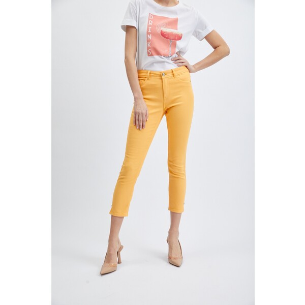 Orsay Pomarańczowe jeansy damskie cropped skinny fit 359235242000