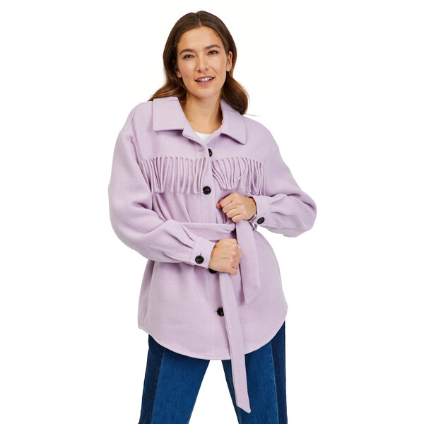 Orsay Jasnofioletowa kurtka koszulowa z frędzlami 831021-97
