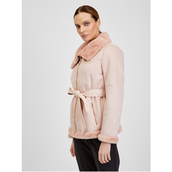 Orsay Różowa kurtka damska zamszowa 845021232000