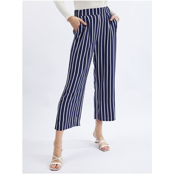 Orsay Granatowe damskie spodnie w paski 360015517000
