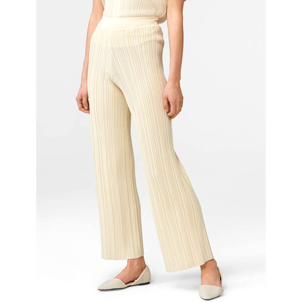 Orsay Beżowe szerokie spodnie w prążki 599006-95