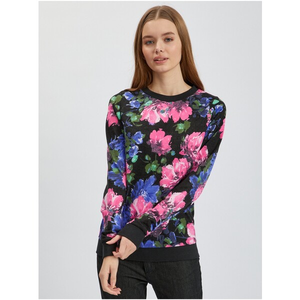 Orsay Różowo-czarna damska bluza w kwiaty 195060-375000