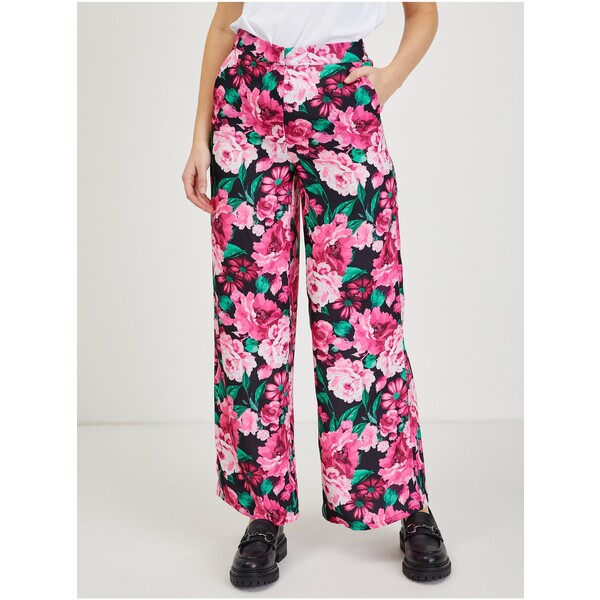 Orsay Różowe spodnie damskie w kwiaty 324320-660000