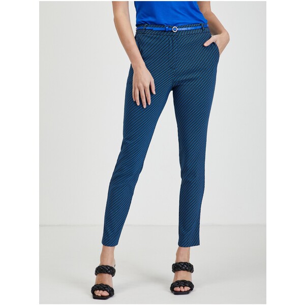 Orsay Czarno-niebieskie damskie wzorzyste spodnie 390303-555000