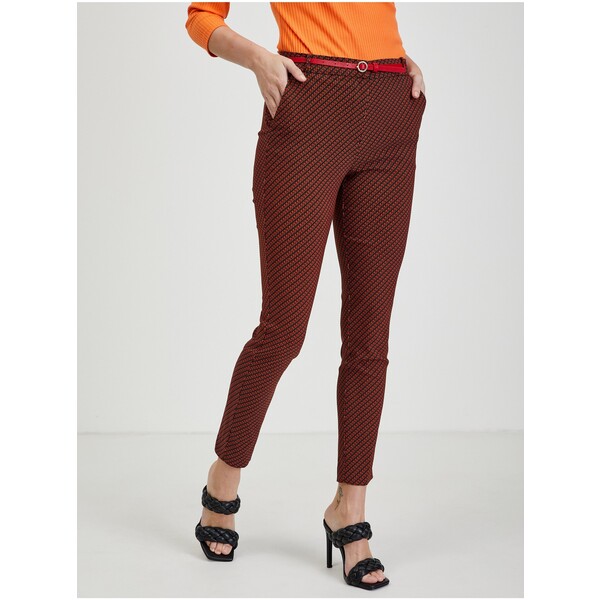 Orsay Czarno-czerwone damskie wzorzyste spodnie 390303-330000