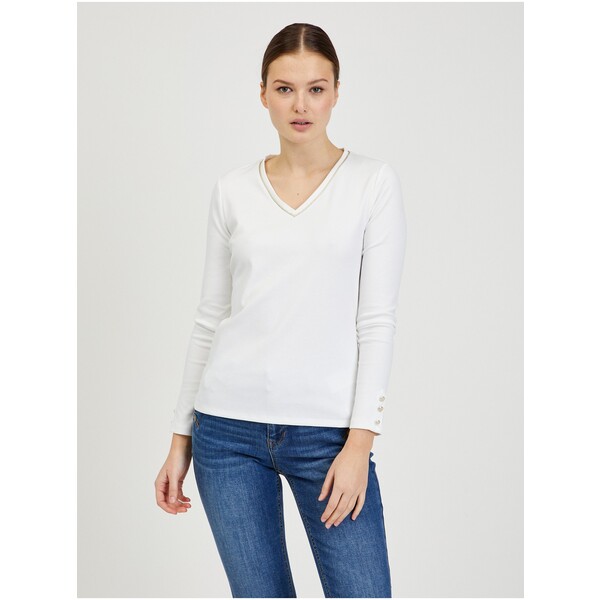 Orsay Biała koszulka damska z długim rękawem 180190-001000