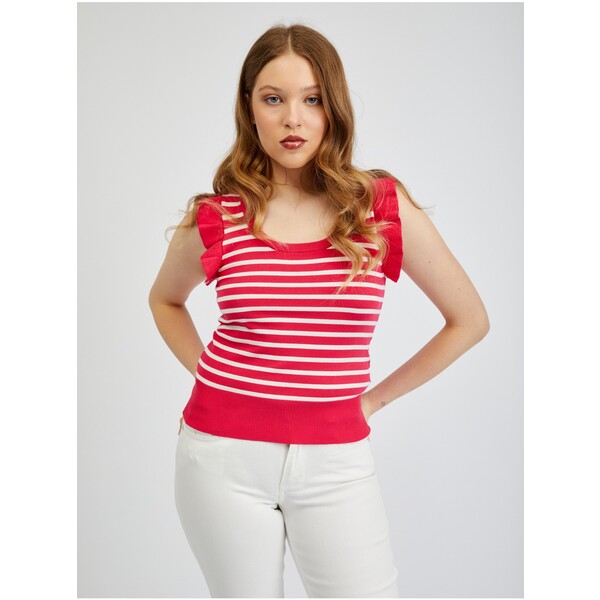 Orsay Biało-różowa koszula damska w paski 507499324000