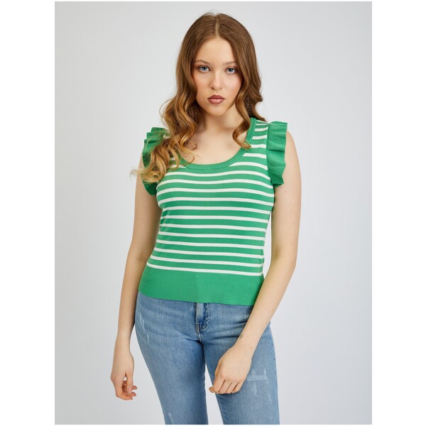 Orsay Biało-zielona koszula damska w paski 507499865000