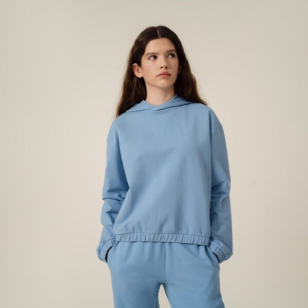 Outhorn Damska bluza dresowa nierozpinana z kapturem OUTHORN BLD610 - niebieski