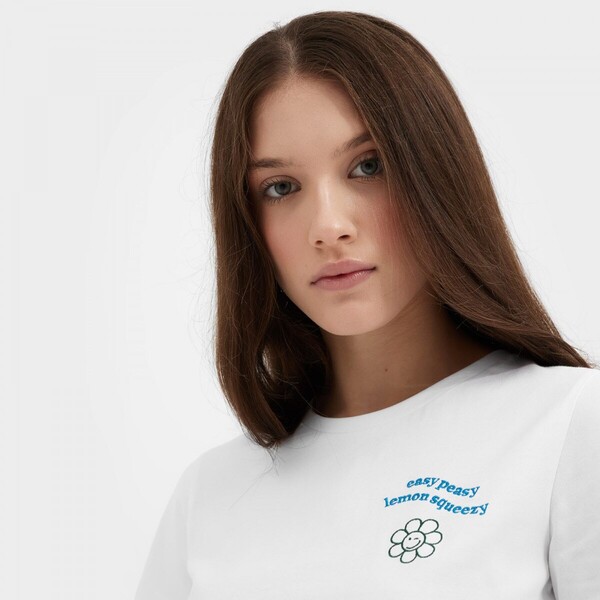Outhorn Damski t-shirt z nadrukiem OUTHORN OTHSS23TTSHF413 - biały