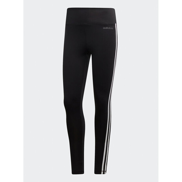 adidas Legginsy DESIGNED 2 MOVE 3-STRIPES HIGH-RISE LONG TIGHTS DU2040 Czarny Fitted Fit