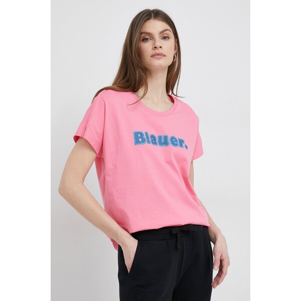 Blauer t-shirt bawełniany BLDH02280