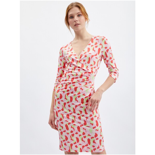 Orsay Różowa wzorzysta sukienka damska 411195224000