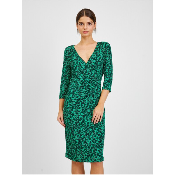 Orsay Czarno-zielona damska sukienka w kwiaty 411195867000