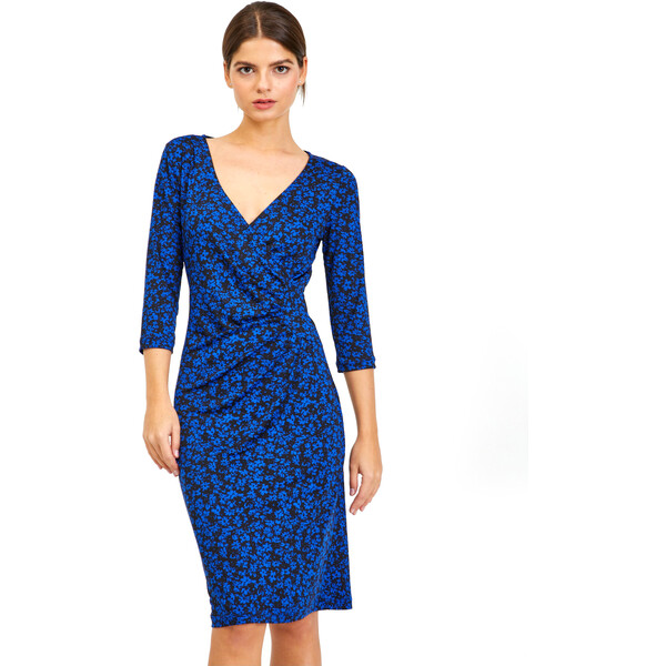 Orsay Czarno-niebieska damska sukienka w kwiaty 411195555000