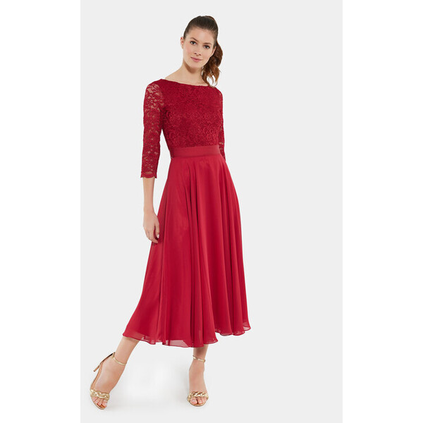 Swing Sukienka koktajlowa 77761710 Czerwony Regular Fit