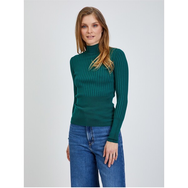 Orsay Zielony prążkowany sweter 507460-856000