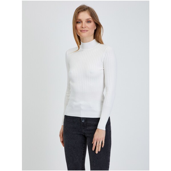 Orsay Kremowy sweter z prążkami 507460-001000