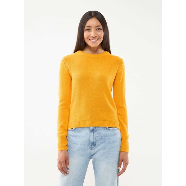 Terranova Sweter z okrągłym dekoltem w jednolitym kolorze Żółty SAB0047067001S066
