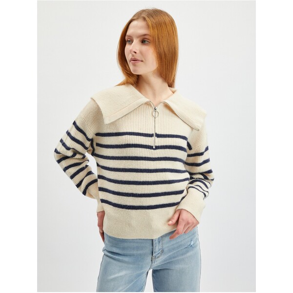Orsay Damski sweter w paski w kolorze kremowym 507490-001000