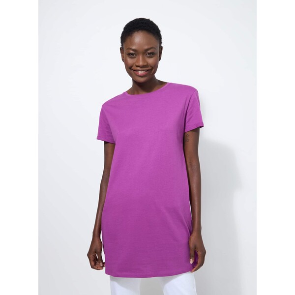 Terranova T-shirt oversize w jednolitym kolorze Fioletowy SAB0052493001S342