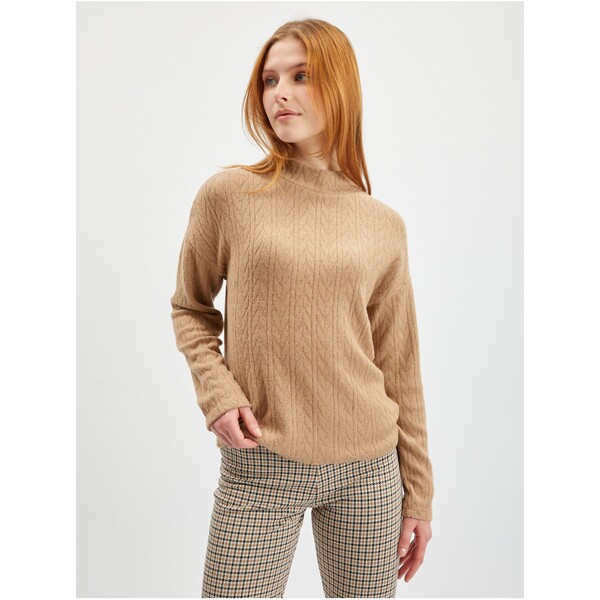 Orsay Jasnobrązowy wzorzysty sweter damski 180203088000