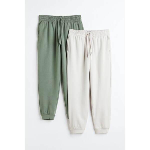 H&M Spodnie dresowe Regular Fit 2-pak - - ON 0970816011 Beżowy/Zielony