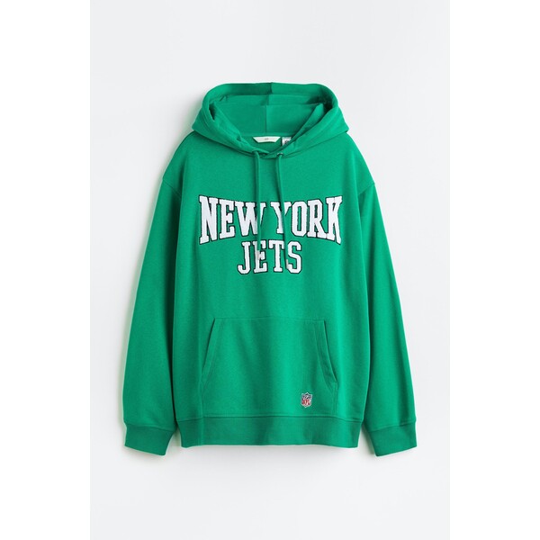 H&M Bluza z kapturem i motywem - 1091235002 Zielony/New York Jets