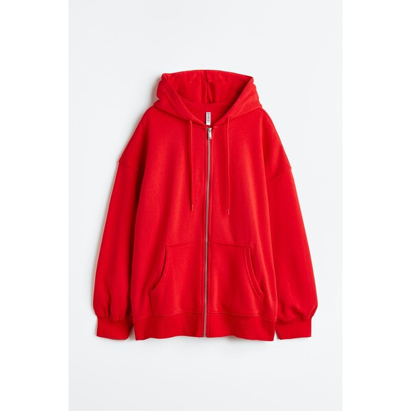 H&M Rozpinana bluza oversize z kapturem - 1139538016 Czerwony