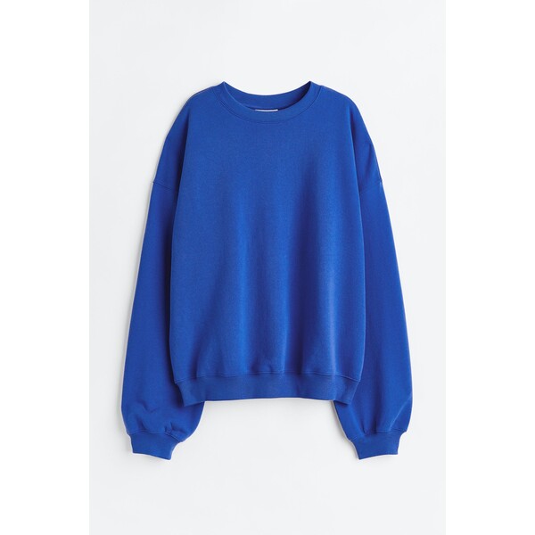 H&M Bluza sportowa oversize - Okrągły dekolt - Długi rękaw - -ONA 1075451022 Jaskrawoniebieski