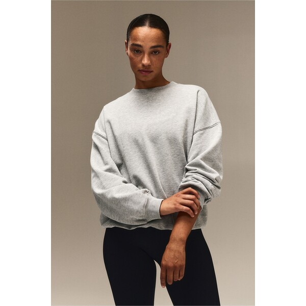 H&M Bluza sportowa oversize - Okrągły dekolt - Długi rękaw - -ONA 1075451022 Jasnoszary melanż
