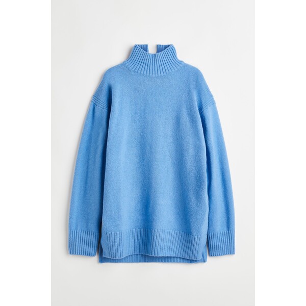 H&M Sweter oversize z golfem - 0992208001 Niebieski